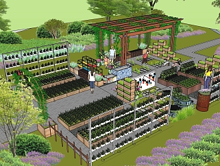 54菜园式花园 农业生态园 观光园 农家乐农庄 园林景观  现代风格蔬果屋 蔬果乐园su草图模型下载