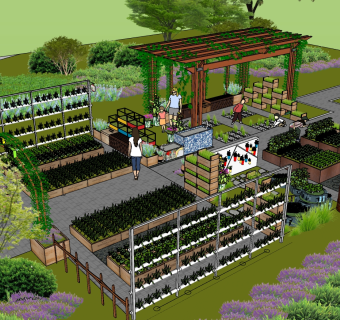 54菜园式花园 农业生态园 观光园 农家乐农庄 园林景观  现代风格蔬果屋 蔬果乐园su草图模型下载