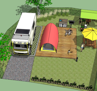 57房车营地 现代房车营地_休闲露营地 市民休闲公园 现代风格公园景观su草图模型下载