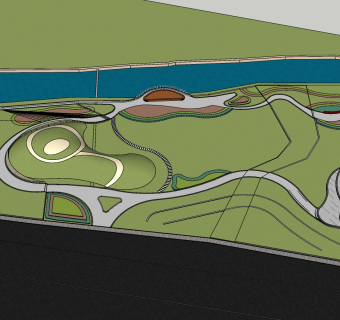 62现代风格公园景观 滨水景观带 体育公园 儿童活动乐园  市民休闲公园 现代街角公园su草图模型下载