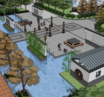 67中式商业景区 景观  中式庭院 园林建筑   中式休闲公园  月亮门 凉亭 牌坊 中式院墙 中式公园景观 中式园林建筑su草图模型下载