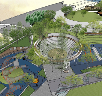 68现代风格公园景观 滨水景观带  市民休闲公园 现代街角公园 景观树池 景观座椅 休息树池su草图模型下载