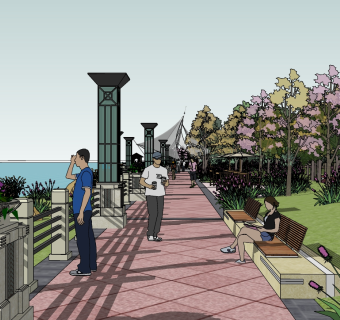 69现代风格公园景观 滨水景观带 海盗船  市民休闲公园 现代街角公园 景观树池 景观座椅 休息树池su草图模型下载