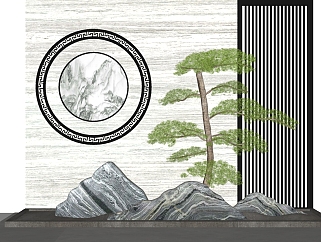 16新中式景观 假山泰山石 ...<em>禅意</em>庭院景观su草图模型下载