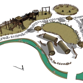 06儿童生态游乐园 儿童游乐场 幼儿户外儿童乐园 公园游乐区 儿童素质拓展  无重力乐园su草图模型下载
