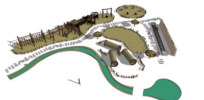 06儿童生态游乐园 儿童游乐场 幼儿户外儿童乐园 公园游乐区 儿童素质拓展  无重力乐园su草图模型下载