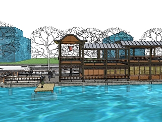15码头旅游项目 码头游船 船体 码头 树池 滨水景观 ...