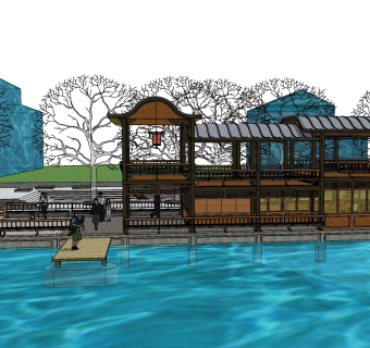 15码头旅游项目  码头游船 船体 码头 树池 滨水景观 游船餐厅 游船船坞 酒吧餐厅 水中乐园su草图模型下载