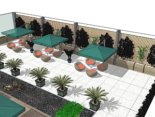 20屋顶花园 屋顶草坪景观   商业屋顶花园 露台 露天咖啡广场  商业广场绿化景观规划(1)su草图模型下载