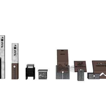 标识全套 新中式标识系统 su草图模型下载