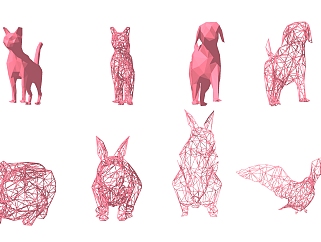 09抽象镂空动物雕塑小品兔子小猫小狗鸽子 雕塑摆件 ...