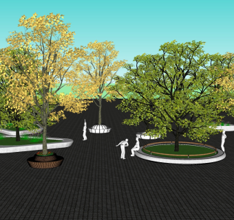 18景观座椅 现代风格办公景观 现代风格公园景观树池 休息座椅   现代广场景观 庭院花园设计su草图模型下载