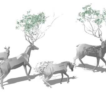 20麋鹿雕塑  景观雕塑 景观小品 雕塑 动物 鹿 玩具 艺术品 动物雕塑 雕塑小品 小鹿 展示区雕塑 商业街 购物街动物雕塑小品su草图模型下载