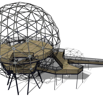 24球形景观观光塔 球形景观塔  现代公园景观台 景观小品 度假小屋 休闲景观座椅 异形景观小品su草图模型下载