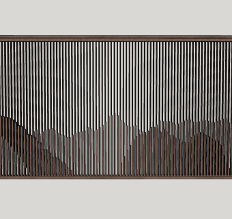 27日式山纹格栅 新中式风格景墙围墙 中式屏风隔断 木制山水造型隔断su草图模型下载