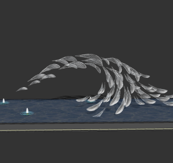 29雕塑小品 现代风格雕塑小品_流线曲线抽象雕塑小品_水景雕塑小品景观_鱼 商业广场购物街雕塑景观 水景su草图模型下载