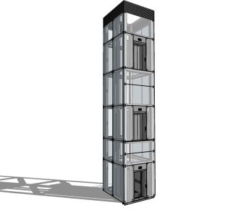 43现代商场观光电梯 户外电梯 玻璃电梯su草图模型下载
