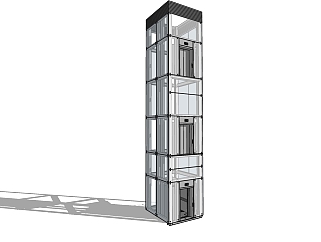43现代商场观光电梯 户外电梯 玻璃电梯su草图模型下载