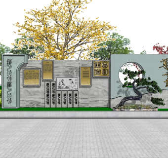 72中式文化墙 中式风格景墙 乡村文化景墙 民俗文化景墙 城市街道文化宣传景墙 道德宣传景墙su草图模型下载