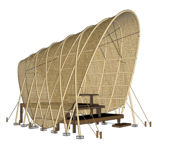 73竹制凉亭 竹编景观亭设计 公园景观休息区 休息凉亭座椅  度假村景观亭子 乡村景观 异形廊亭su草图模型下载