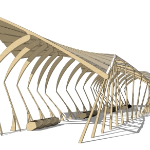 92现代风格廊架_创意廊架_异形廊架_公园广场景观廊架_景观廊架su草图模型下载