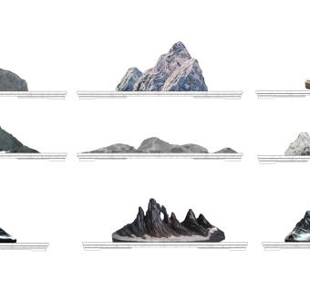 98新中式石头景观 盆景 摆件 新中式山水石su草图模型下载