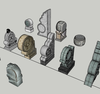117 石鼓 抱鼓石 钟鼓石 摆件 雕塑 庭院景观小品 中式风格石鼓 雕花石鼓 石凳su草图模型下载
