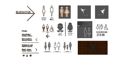 124现代卫生间标识办公指示牌 现代风格卫生间指示牌组合 卡通卫生间标识  男女卫生间标识 公共卫生间指示牌标识su草图模型下载