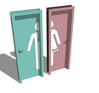 129 公共卫生间 公共厕所门  现代卫生间标识办公指示牌 男女卫生间标识su草图模型下载