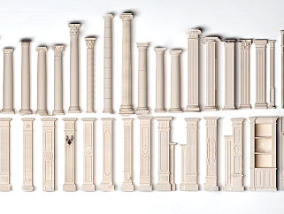 148歐式風格羅馬柱  雕花柱頭 歐式柱子  歐式構件 石膏柱子 石膏羅馬柱su草圖模型下載