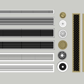 152 空调口 长条空调口 圆形空调口 空调送风口 空调进风口 中央空调su草图模型下载