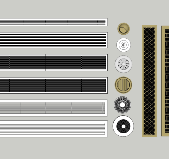 152 空调口 长条空调口 圆形空调口 空调送风口 空调进风口 中央空调su草图模型下载