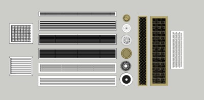 152 空调口 长条空调口 圆形空调口 空调送风口 空调进风口 中央空调su草图模型下载