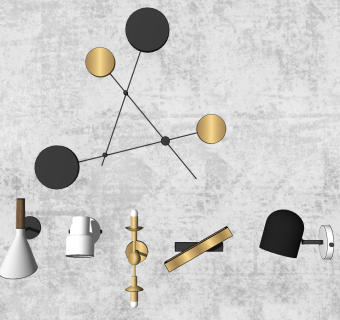 4现代金属小吊灯  su草图模型下载