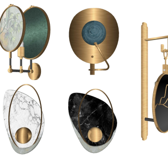 北欧新中式金属壁灯  su草图模型下载