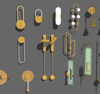 轻奢壁灯 简约金属壁灯 su草图模型下载