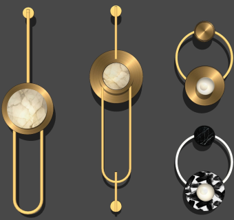 新中式金属单头壁灯 su草图模型下载