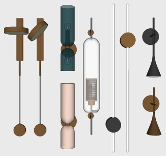 现代轻奢金属壁灯 su草图模型下载