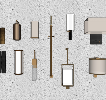 新中式 时尚 壁灯 装饰灯 组合 su草图模型下载