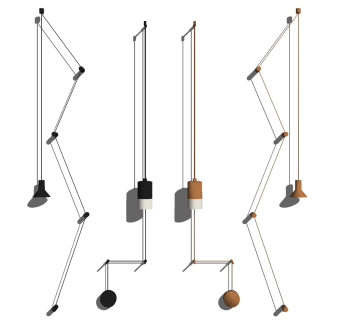 简约金属小吊灯 壁灯组合 su草图模型下载