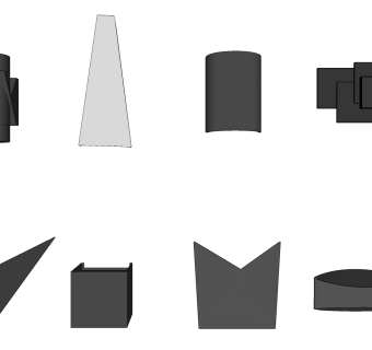 现代金属壁灯组合 黑白 装饰灯 壁灯su草图模型下载