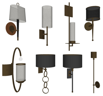 简约壁灯具组合  su草图模型下载