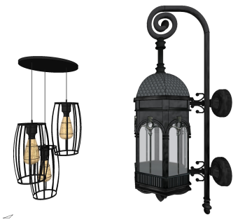 美式金属铁艺壁灯 装饰灯su草图模型下载