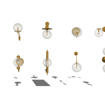 新中式简约 球形 灯具 壁灯  su草图模型下载