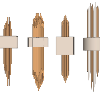 新中式金属壁灯组合 轻奢金属装饰壁灯组合su草图模型下载