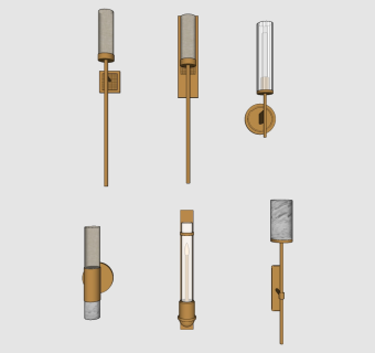 简约式金属壁灯 灯具组合 装饰灯su草图模型下载
