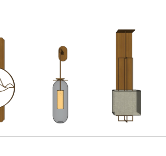 金属壁灯组合 新中式壁灯  su草图模型下载