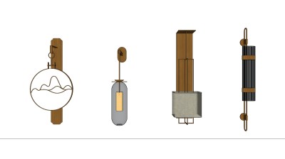 金属壁灯组合 新中式壁灯  su草图模型下载