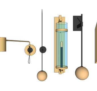 新中式金属壁灯 圆形壁灯壁灯su草图模型下载