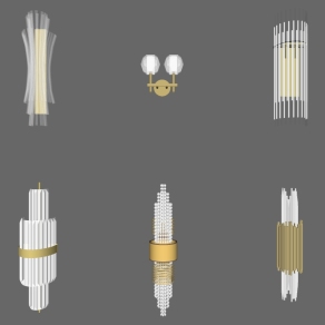新中式水晶壁灯 灯具组合 su草图模型下载